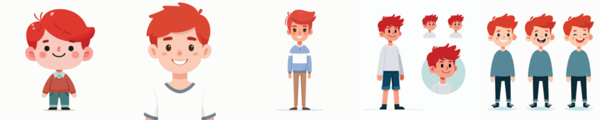 red haired boy character vector