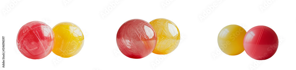 Poster a white background serves as the setting for isolated red and yellow balloons