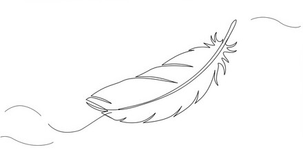 Minimalist Feather Line Art Depicting Lightweight Tranquility and Simplicity
