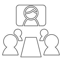 Video conference icon in line style