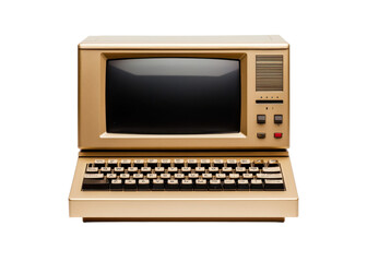 Vintage personal computer with a monitor and keyboard. Concept of retro technology, computing, and nostalgia.
