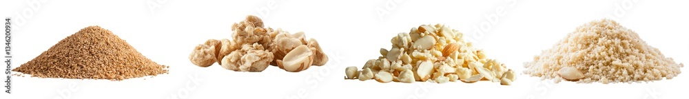 Poster on a white background, an almond kernel and a nut in shell are isolated