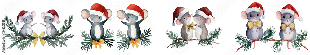 Poster the postcard showcases a watercolor drawing where rats in red hats are seen sitting at the top of a 
