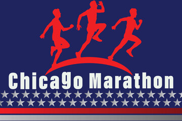 Chicago Marathon Background Silhouette Runner Design for Banners   Event Flyers