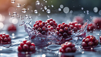Fresh Loganberries Splashing in Water, General AI