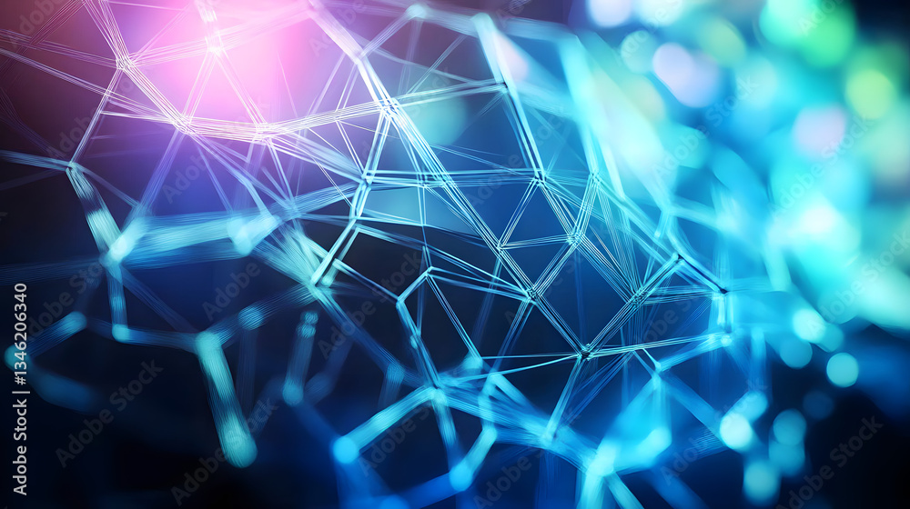 Poster a modern illustration of an abstract technology background with a plexus mesh pattern.