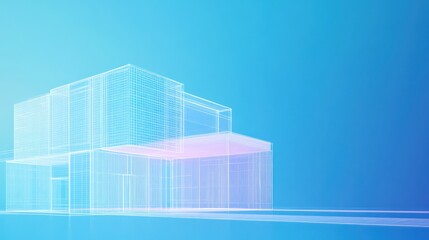 Architectural Design Wireframe Modern House Exterior