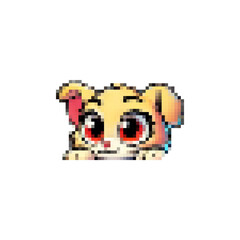 Fototapeta premium Pixel images of kittens. Playful kittens. Animals in hats. Retro pictures of cheerful emotions.