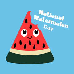 Watermelon cartoon fruit plant. Happy Watermelon Day celebration with artistic watermelon slice. Hello summer  Illustration. Vegan Day