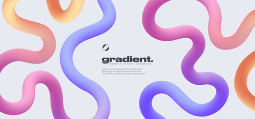 Wavy 3d ribbon with Colorful Gradient on white background. Vector illustration.