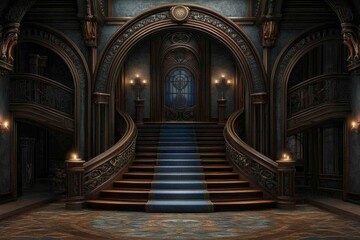 A haunting yet beautiful gothic home with candle-lit medical equipment, evoking a mysterious caregiving setting