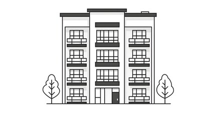 Simple line art of a modern apartment building