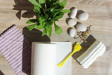 gardening tools and flowers