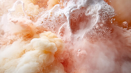 Obraz premium Abstract swirling colors of orange and white foam creating a dynamic visual effect