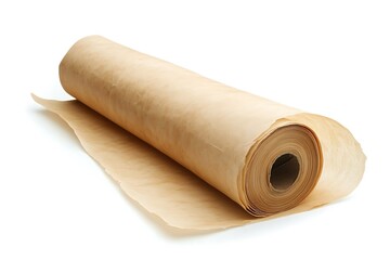 Rolled parchment paper isolated on white background.