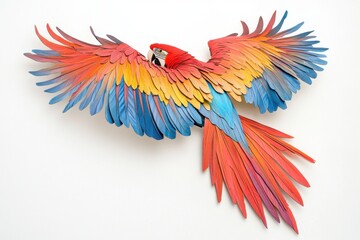 Obraz premium Vibrant Macaw Parrot Sculpture with Wings Spread in Artful Display