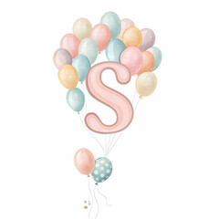 Letter S png 3D green balloon alphabet
