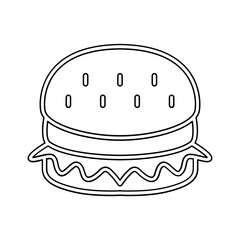 Pork burger icon in line style