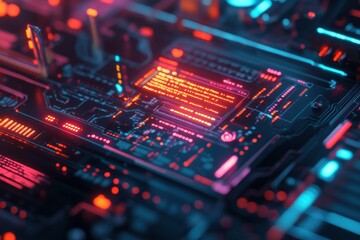 Obraz premium Close-up of debugging process, vibrant error messages on screen, professional coding workspace