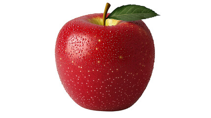Juicy red apple with vibrant green leaf, a symbol of freshness and healthy eating