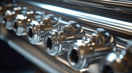 Naklejka premium Shiny metal camera equipment with lens mechanism for precision photography