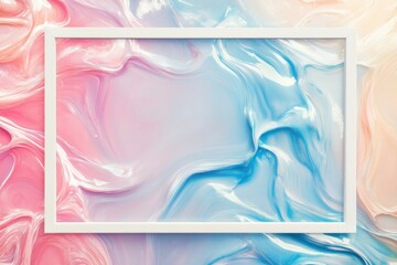 Pastel Swirl Art Background with White Frame Mockup Template