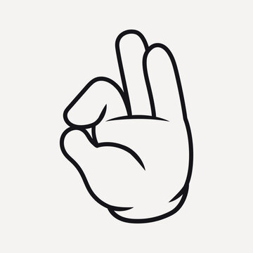 recommend clip art: Cartoon ok hand, gesture line art illustration vector