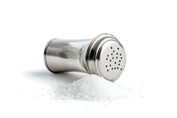 Spilled salt from metallic shaker.