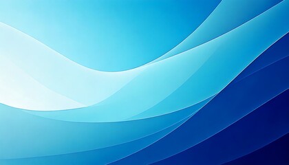 Fluid abstract design featuring overlapping, translucent wave-like shapes in various shades of blue. 