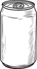 Hand-Drawn Vintage Soda Can Sketch Illustration of Beverage Can