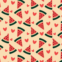 Watermelon slices vector pattern. National Watermelon day.