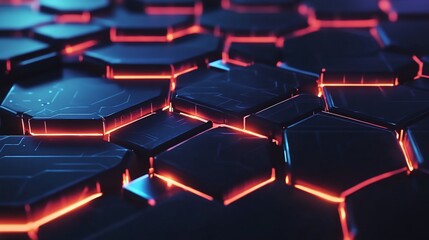 Fototapeta premium Glowing Hexagon Network, Abstract Digital Background