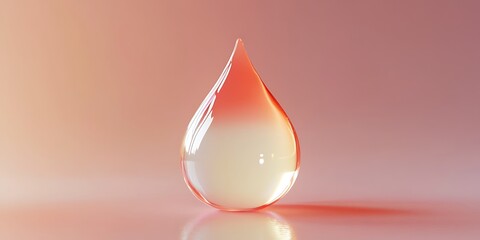 Obraz premium A delicate teardrop of coral and cream, reflecting light and purity, a symbol of hope and renewal against a soft pink backdrop.