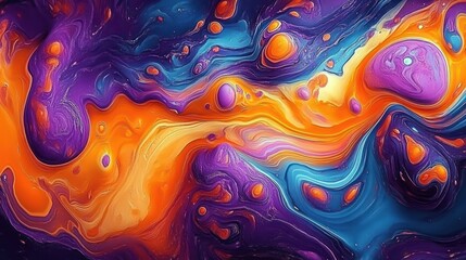 vibrant abstract flow of liquid colors paint mixing dynamic swirls and organic shapes background texture 8K generative ai