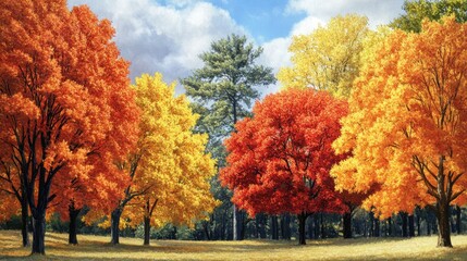 Naklejka premium Autumnal Landscape: A Symphony of Colors