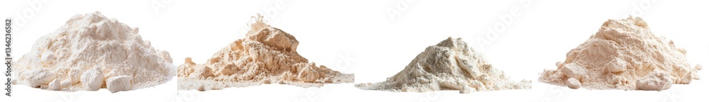 Poster chickpea flour in a heap on a plain white background