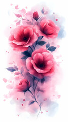 Fototapeta premium Watercolor Bouquet Of Pink And Red Flowers
