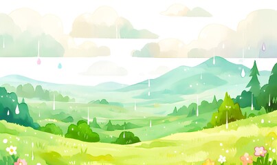 Obraz premium Sky with drizzle and clear, clean stream flowing, Generative AI