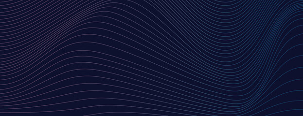 Dark blue background with wavy line patterns. The background is smooth and modern, featuring blue and white lines creating a dynamic effect. Wave background vector. Blue background.