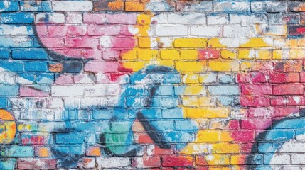 Fototapeta premium Colorful Graffiti Brick Wall Texture