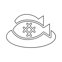 grilled fish icon in line style