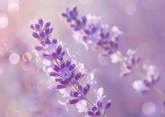 Delicate lavender flowers with a dreamy, pastel bokeh background