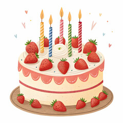 Birthday cake png sticker cute illustration