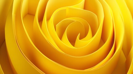 Vibrant abstract folded paper background with bright yellow maze-like 3d layers and shadows
