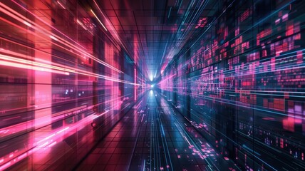 Abstract digital shape and particle technological cyber style design connecting become system shape of electronic designing. High tech scenery express mysterious pattern perfect for wallpaper. AIG53.