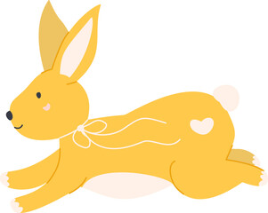 Cute yellow rabbit in dynamics