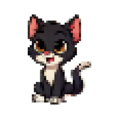 Fototapeta premium Pixel gentle kittens. Little cats that sit beautifully. Graceful and cute kittens. Images of animals in a cartoon style.