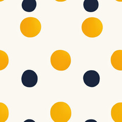 Minimalist Textile Seamless Pattern Retro polka dot pattern with bold contrasting colors, featuring yellow and navy dots on light background