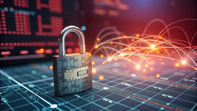 a padlock representing cyber security and data protection, symbolising safe and secure digital environment