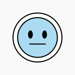 Poker face sticker icon, line art design vector